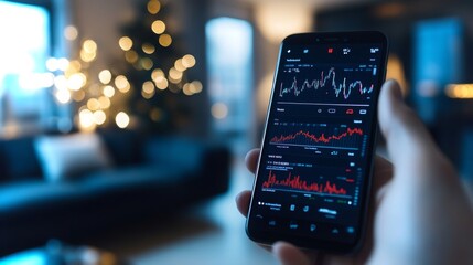 Obraz premium Real-time alerts for fraud detection displayed on a smartphone in a cozy indoor setting