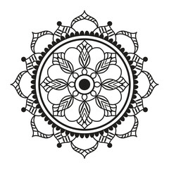 Hand drawn mandala design. Easy mandala Outline.  Vector mandala design. Mandala design for coloring 
