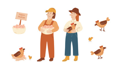 Farms Fresh Organic Eggs Vector Collection