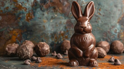 A close up of beautiful rabbit shaped chocolate with chocolate chips 