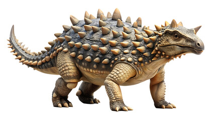Fototapeta premium Realistic Armored Ankylosaurus Dinosaur Illustration isolated on white background as transparent. PNG.AI GENERATED