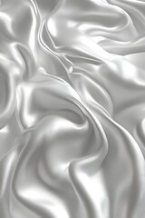 Silver silk fabric with elegant folds and drapes.