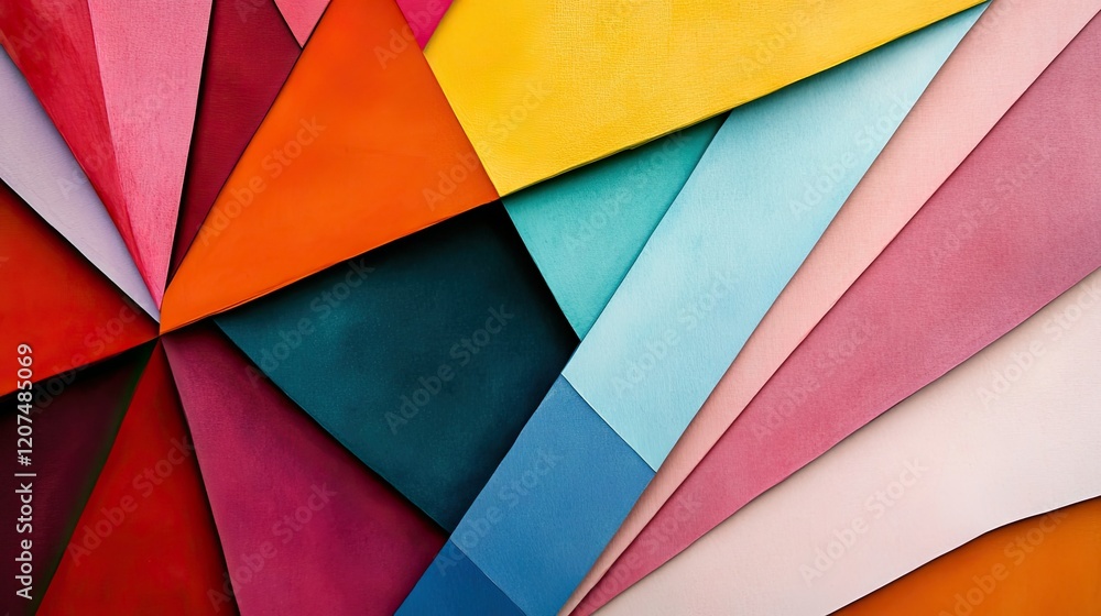 Aufkleber a colorful close-up of folded paper in geometric shapes, featuring sharp angles and bold color contr