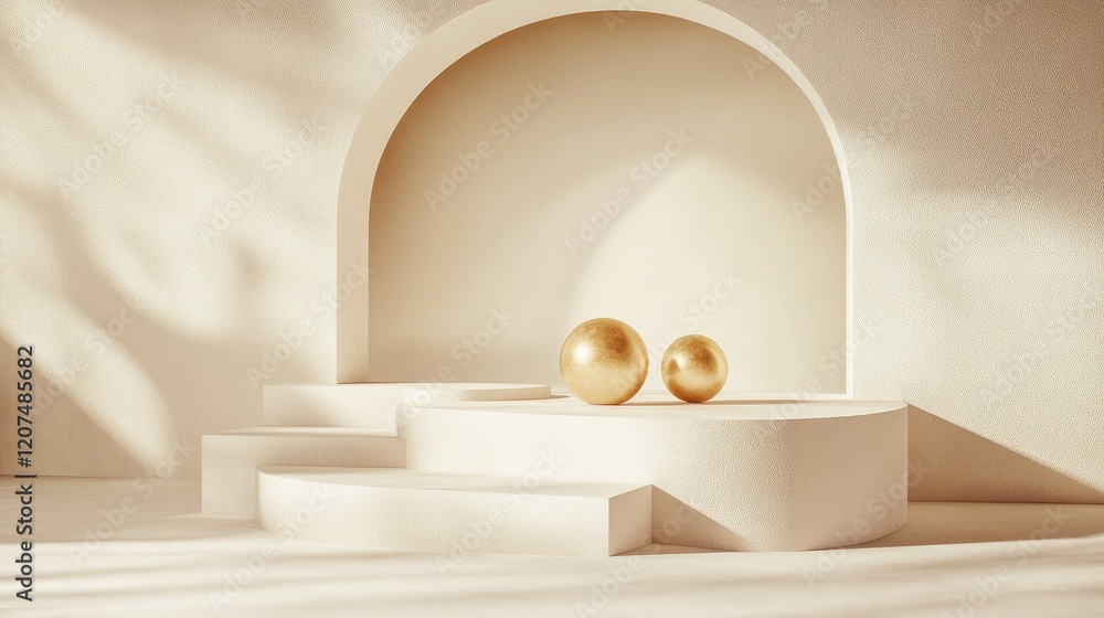 Poster a dreamy cream backdrop with softly glowing gold bokeh orbs, blending sophistication and subtle luxu