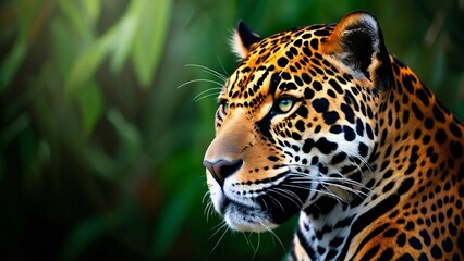 Majestic Jaguar in Natural Habitat for World Jaguar Day: Wild and Powerful Big Cat in a Lush Jungle Setting
