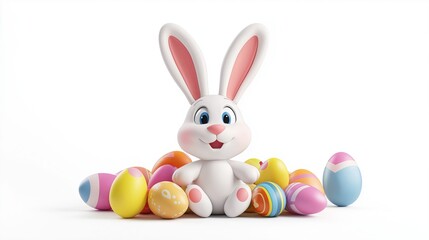 Fototapeta premium easter bunny with eggs