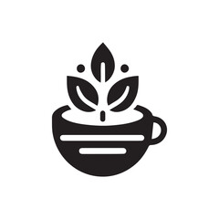 Coffee shop logo. Retro badge coffee bean and leaf branch with mountain natural icon line stamp logo vector design in vintage hipster modern style, premium coffee shop bar brand symbol icon