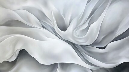 Obraz premium A soft and delicate white satin fabric texture with subtle silver highlights, creating a flowing and natural abstract design