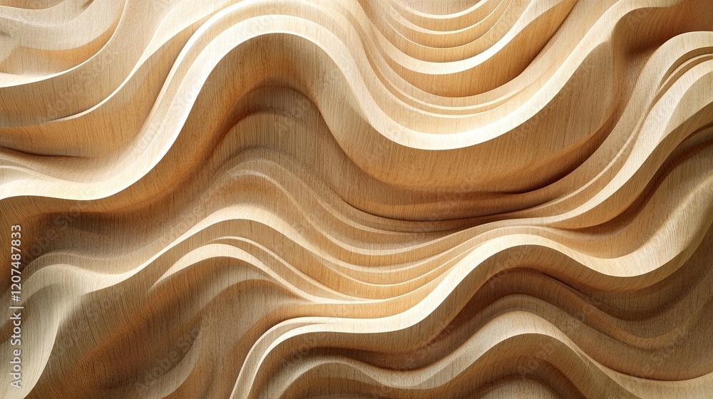 Aufkleber abstract d wood surface texture with smooth waves and natural grain patterns, creating a dynamic and