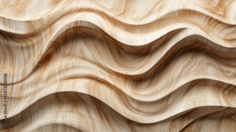 Poster abstract d wood texture with a soft wave effect, emphasizing depth, natural grain patterns, and warm