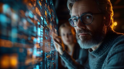 Corporate team utilizing holographic displays for a project presentation,