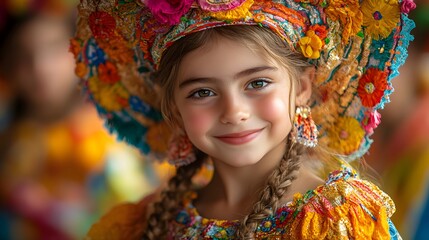 Fototapeta premium Traditional samba dancers performing in elaborate costumes at a carnival,