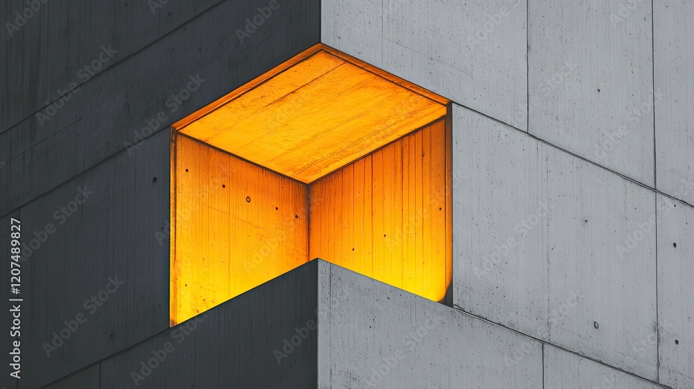 Aufkleber abstract view of building corners with angular gray planes, bold orange accents, and subtle light re