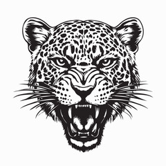 Leopards Head Vector. Black and white Leopard Head vector illustration.