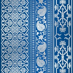 wedding card design, traditional paisley floral pattern , royal India	