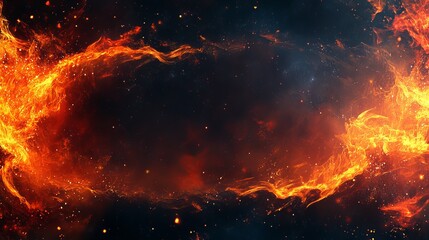Intense Flames Erupting Against a Pitch Black Sky Creating an Ominous and Dramatic Nighttime Scene