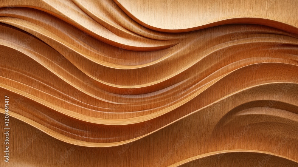 Poster artistic d effect on a wooden surface with deep grooves and layered grain patterns, creating an abst