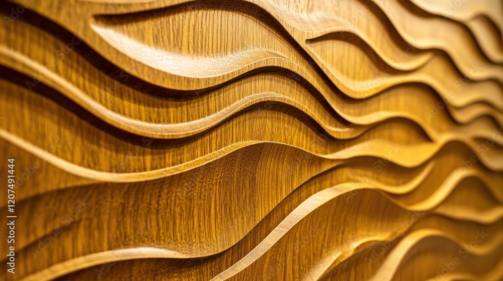 Poster artistic d effect on a wooden surface with deep grooves and layered grain patterns, creating an abst