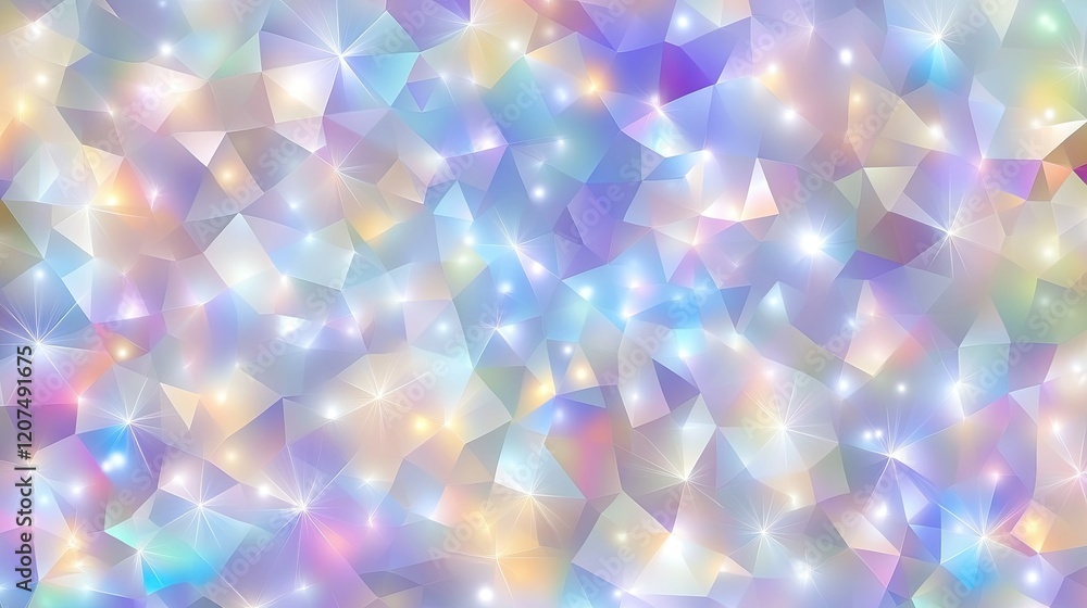 Poster artistic geometric pattern of triangle lights glowing in a soft gradient, forming a dynamic and eleg