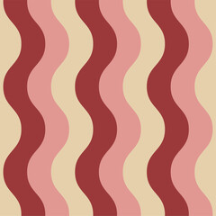 Brown retro groovy vertical waves seamless pattern, 60s and 70s vibes Vintage Geo Art pink waves pattern Vector illustration. Trendy wave pattern Abstract stripes yellow optical art wave line.