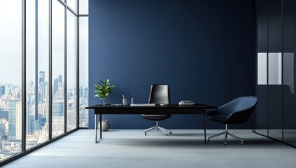 Modern Executive Office with Panoramic City View