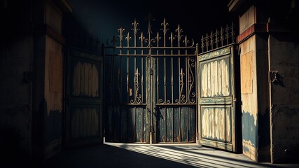 Spooky Old Gate,  Intense Colors,  Sharp Focus,  Atmospheric AI Art