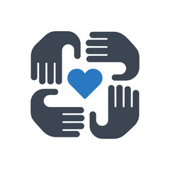 Fototapeta premium Heartful Helping Hands Icon