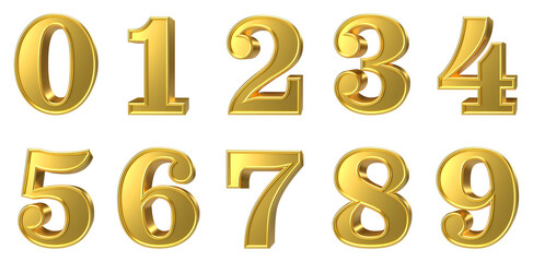 set of 3d golden numbers