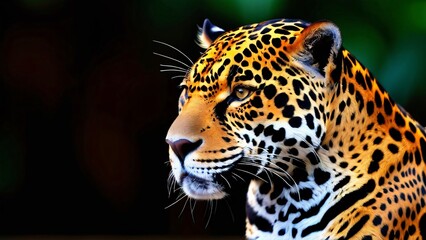 Obraz premium Majestic Jaguar in Natural Habitat for World Jaguar Day: Wild and Powerful Big Cat in a Lush Jungle Setting