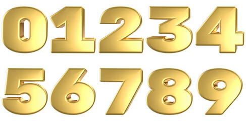set of 3d golden numbers