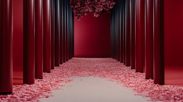 A cherry blossom tree illuminated at night with soft pink lanterns petals covering the ground like a glowing carpet rare cherry vibe evening enchantment 