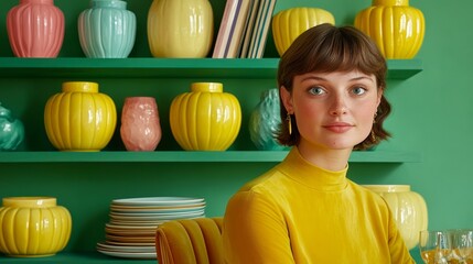 A dining room showcasing mismatched vintage china gold cutlery and velvet chairs with shelves overflowing with books and antique trinkets rare Vintage maximalism opulent gathering 