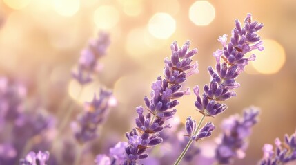 Obraz premium Gentle bokeh in golden and lavender tones, delicate and harmonious compositio 