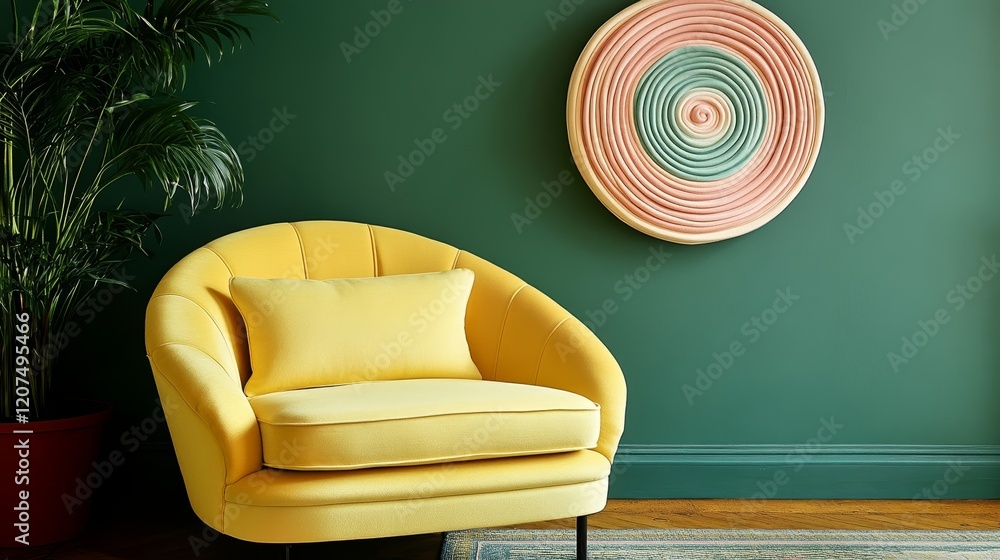 Poster circular fabric art piece featuring layers of pastel linen in concentric patterns mounted against a 