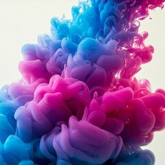 Vivid Ink Swirls in Water Creating a Stunning Abstract Design with Pink and Blue Hues