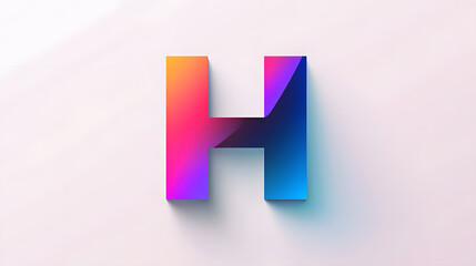 vibrant, gradient letter H in minimalist, clean sans serif font on light background. colorful design creates modern and eye catching effect