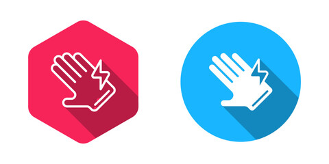 Fototapeta premium Filled and outline Electric glove icon isolated with long shadow background. Safety gloves, hand protection. Vector