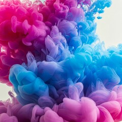 Obraz premium Vivid Ink Swirls in Water Creating a Stunning Abstract Design with Pink and Blue Hues
