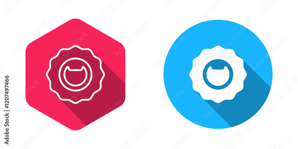 Poster filled and outline bottle opener icon isolated with long shadow background. vector