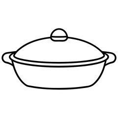 casserole dish line art vector illustration 