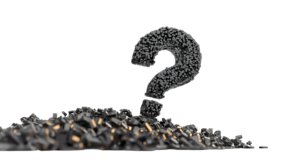 Creative 3D Rendering of Question Mark Symbol in Black Letters for Business Challenges and Motivation