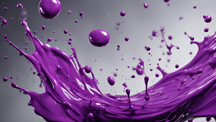 Purple paint splash isolated on gray background