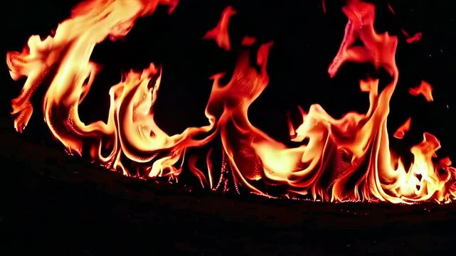 Abstract fiery shapes against dark background, dramatic flames concept