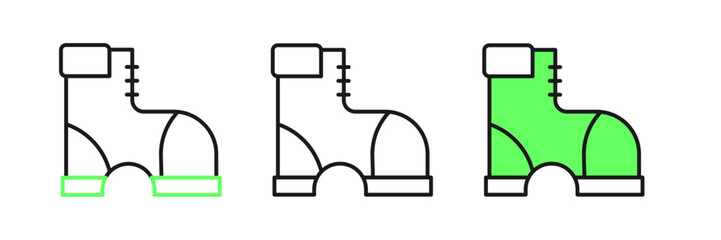 Obraz premium Set line Hunter boots icon isolated on white background. Vector
