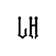 LH monogram logo design letter text name symbol monochrome logotype alphabet character simple logo