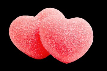 Obraz premium 3D Two pink hearts transparent background for Valentine's concept (PNG)