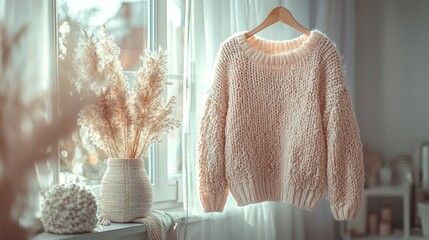 Cozy Knitwear by the Window: A Serene Winter Scene