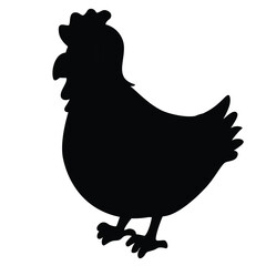 Cute cartoon hand drawn vector hen icon silhouette.