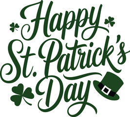 Vector illustration Typographic Happy Saint Patrick's Day Card. Design for poster, cards, banner. Vector illustration. 
