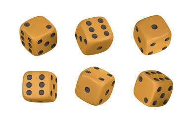Realistic 3d dice from different sides. Casino game concept. Vector illustration